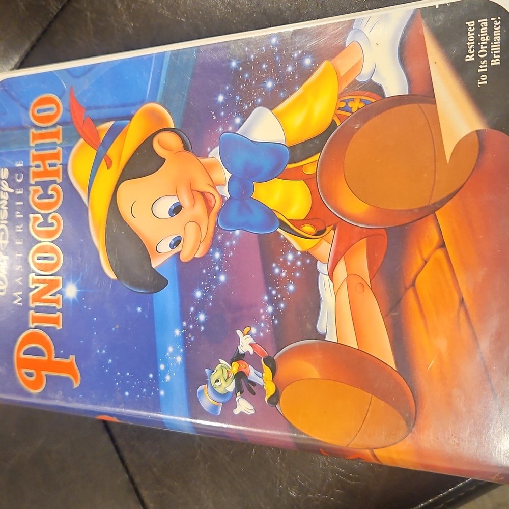 Disney Masterpiece Pinocchio VHS with Blue and Yellow Cover